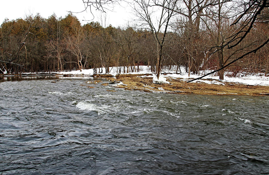 Swift Flowing River In Winter Photograph by Debbie Oppermann