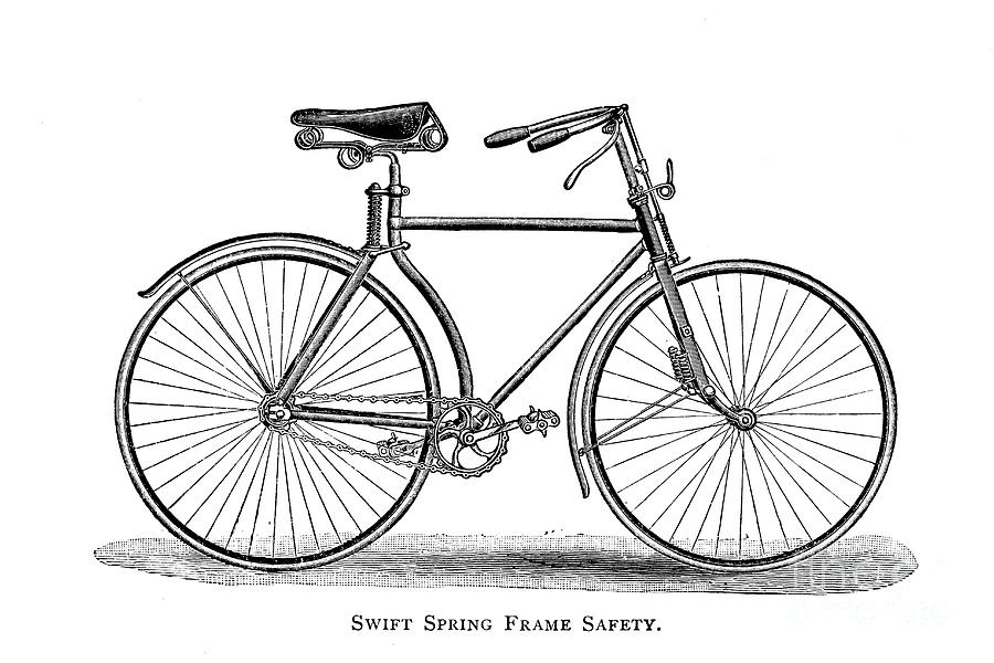 Swift Spring Frame Safety Bicycle b1 Drawing by Historic illustrations