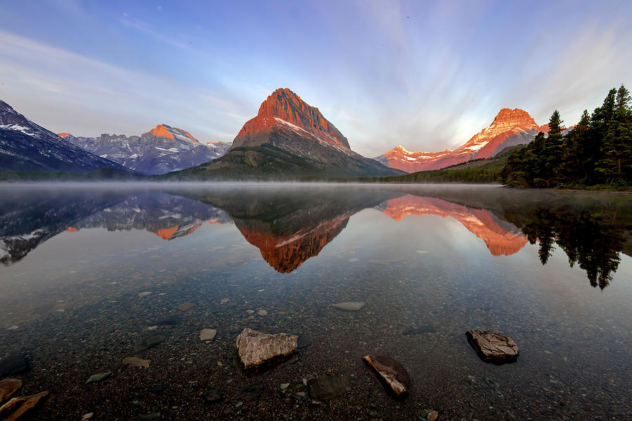 Swiftcurrent Lake at Dawn Photograph by Jack Bell