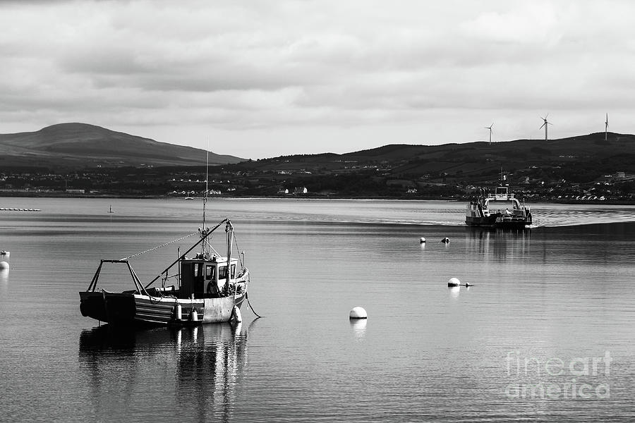 Swilly Ferry At Rathmullan bw Photograph by Eddie Barron