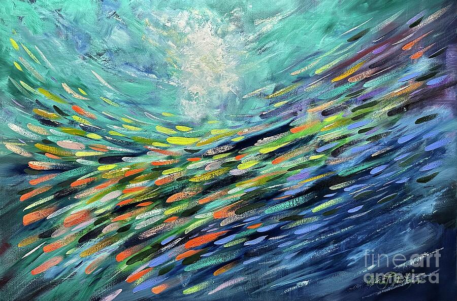 Fish Painting - Swim to the Light by Alan Metzger