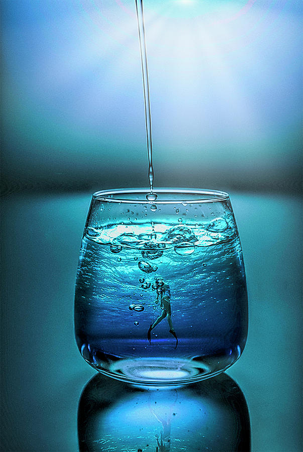 Fantasy Digital Art - Swimmer in Glass by Larry Ferreira