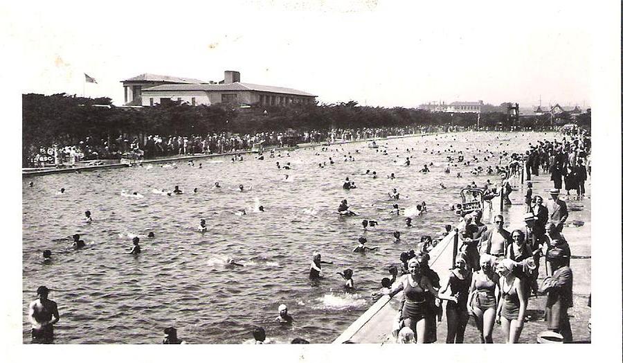 Vintage Photograph - Swimmers in Black and White by Mel Thompson