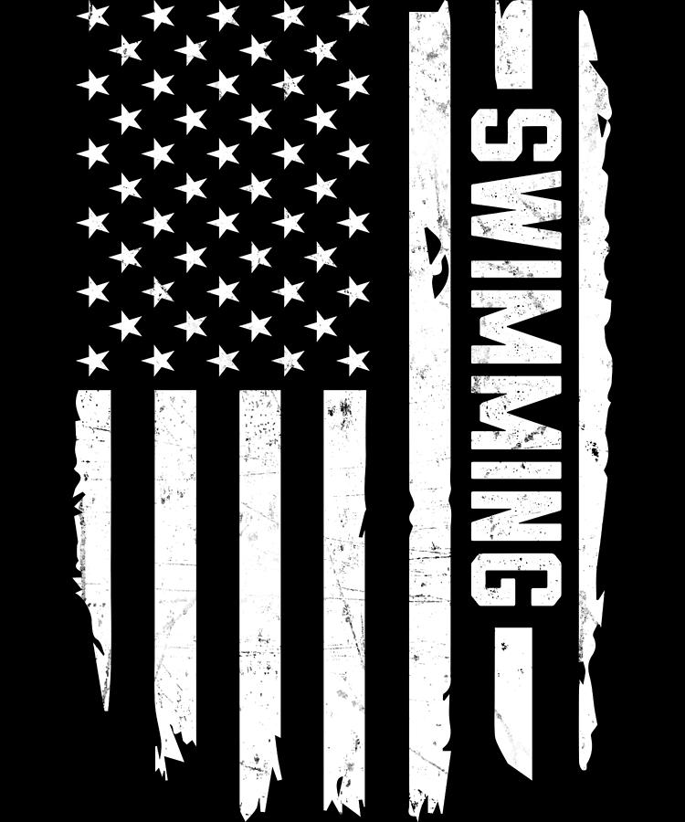 Swimming American Flag USA Swimmer Digital Art by Michael S