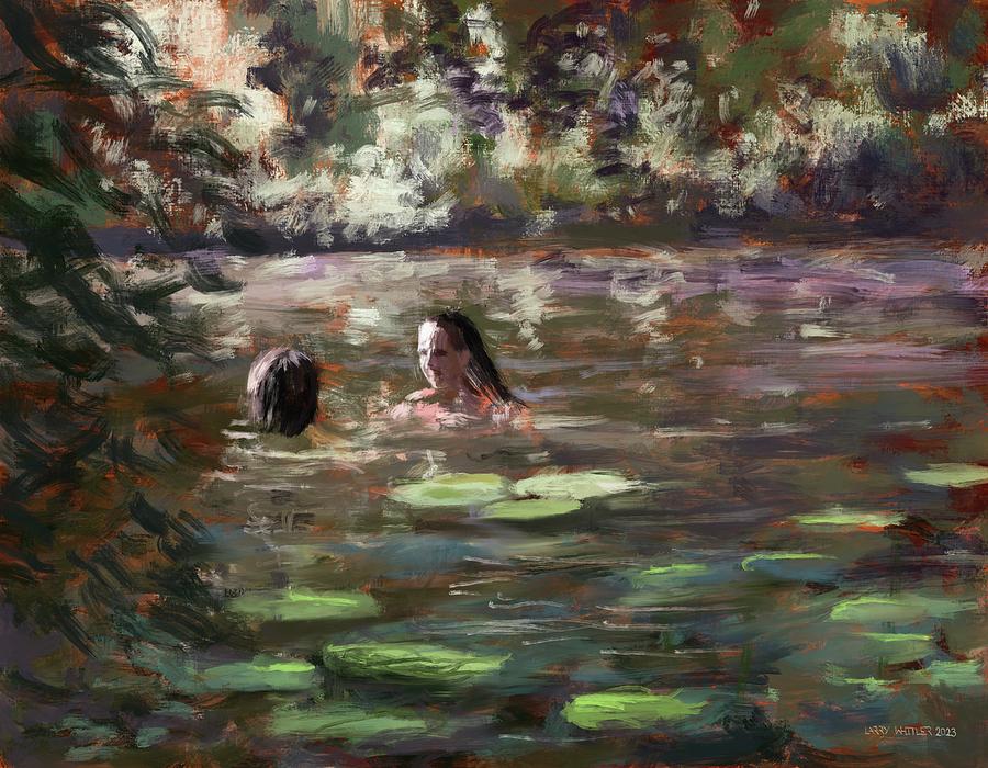 Swimming Painting by Larry Whitler