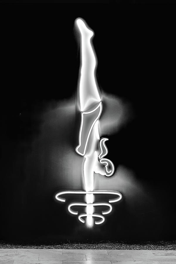 Swimming Neon Sign Monochrome by Rospotte Photography Swimming Neon Sign Monochrome by Rospotte Photography