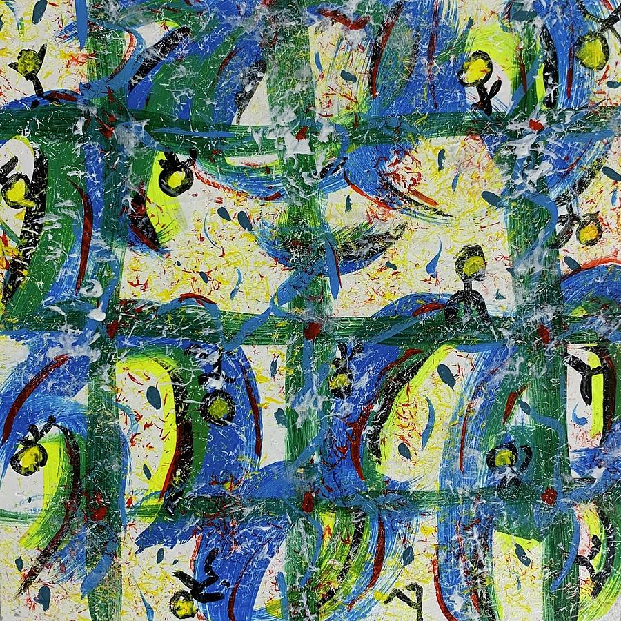 Abstract Painting - Swimming Ribbons of Time 2 by Beth Kolar