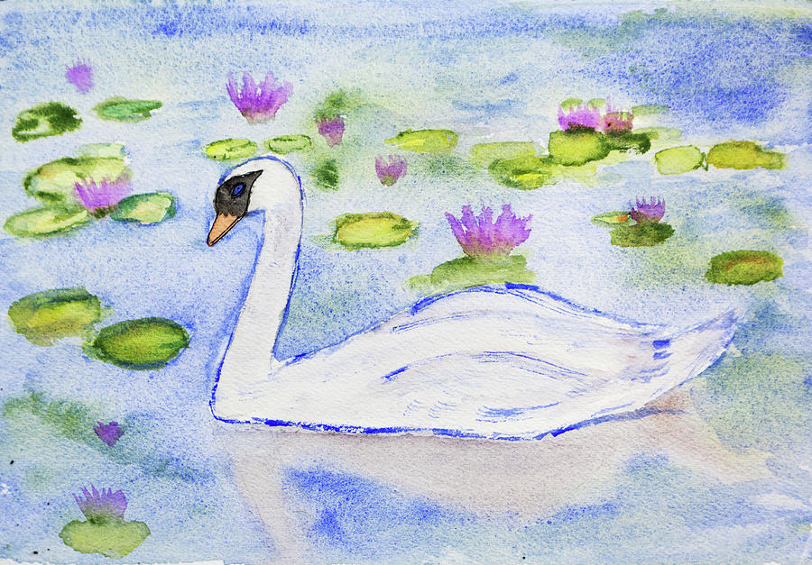 Swimming Through The Water Lilies Painting by Her Arts Desire