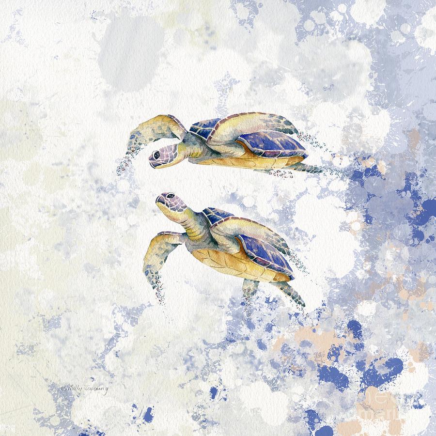Swimming Together 4 - Sea Turtle  Painting by Melly Terpening