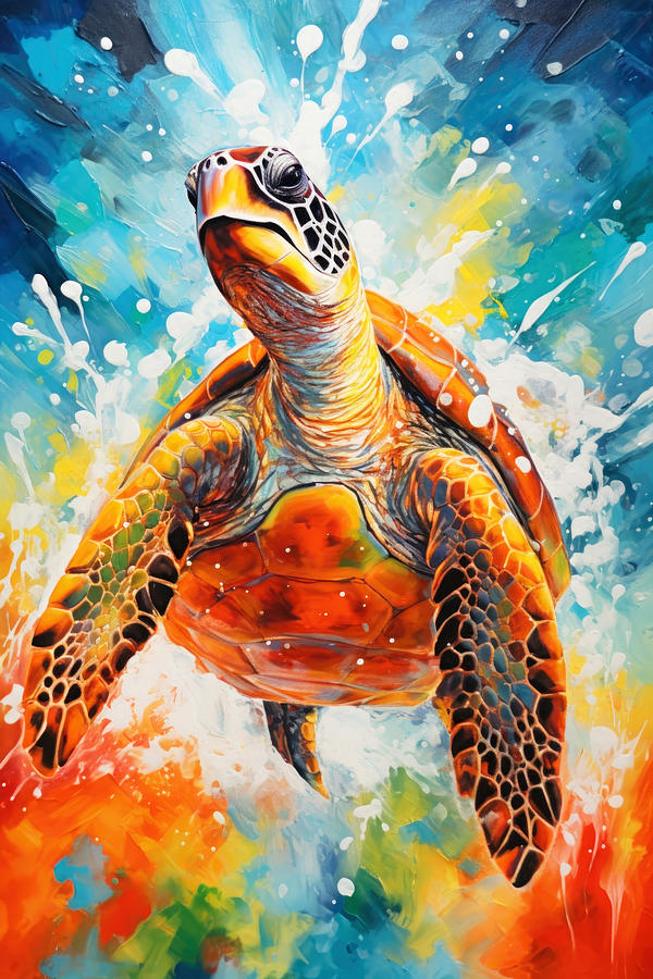 Swimming Turtle Digital Art by Imagine ART