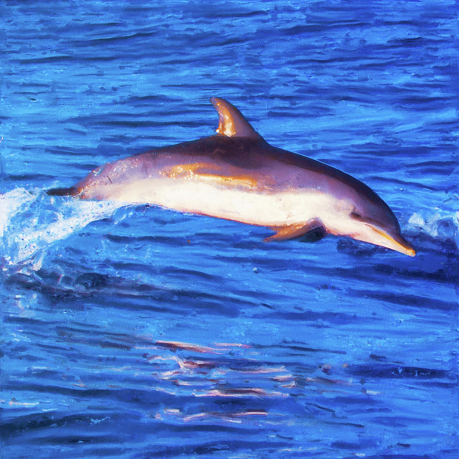 Swimming with Dolphins - 02 Painting by AM FineArtPrints