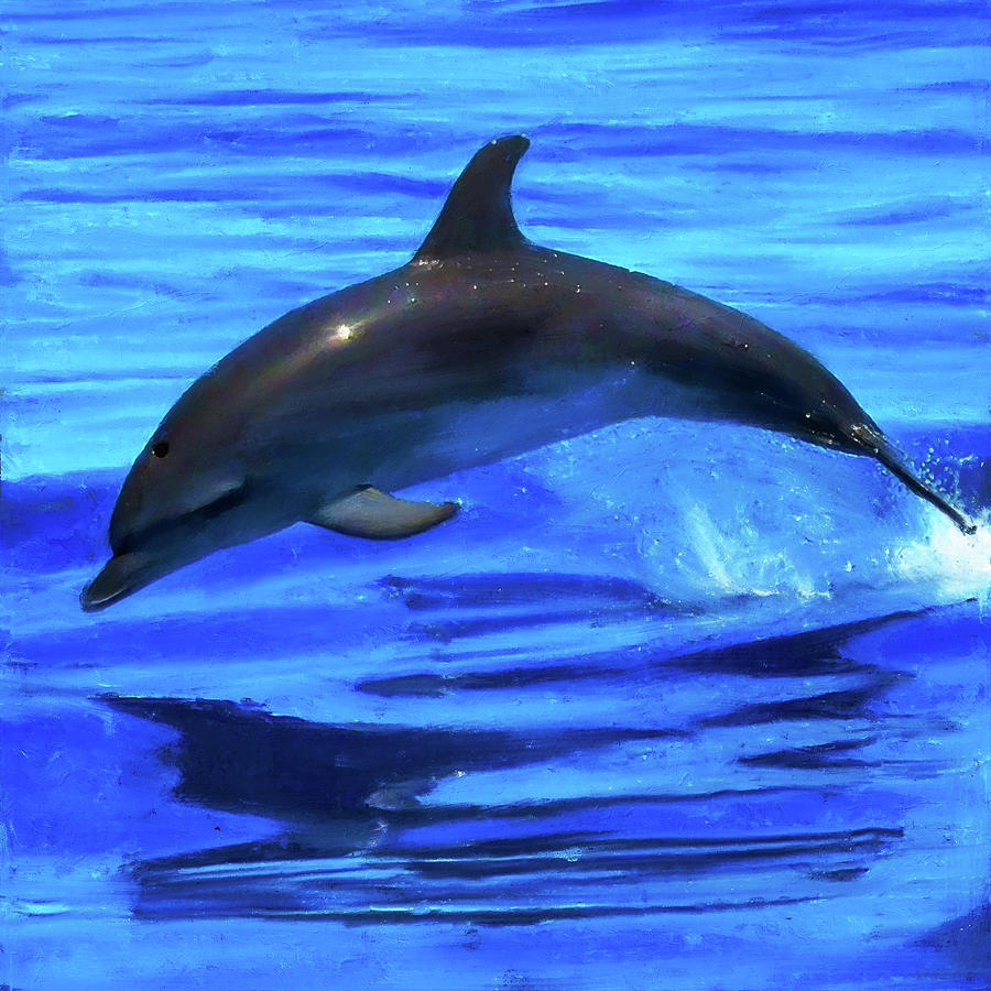 Swimming with Dolphins - 03 Painting by AM FineArtPrints