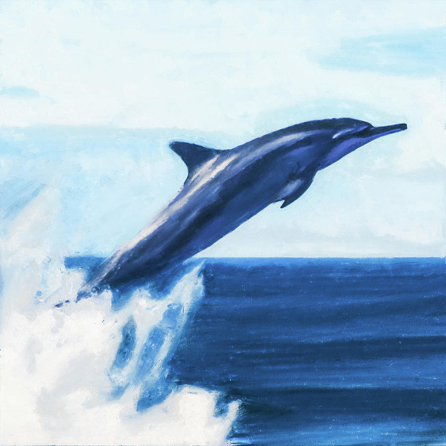 Swimming with Dolphins - 04 Painting by AM FineArtPrints