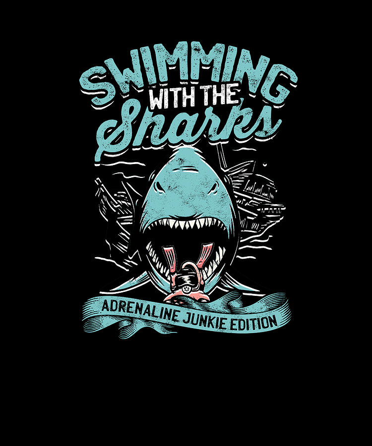 Swimming with the sharks - adrenaline edition - Shark Digital Art by ...