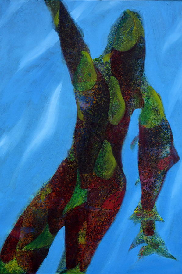 Swims with Salmon II Painting by Gregg Caudell