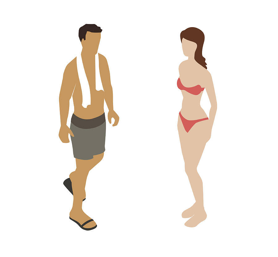 Swimsuit Couple Spot Illustration Drawing by Mathisworks