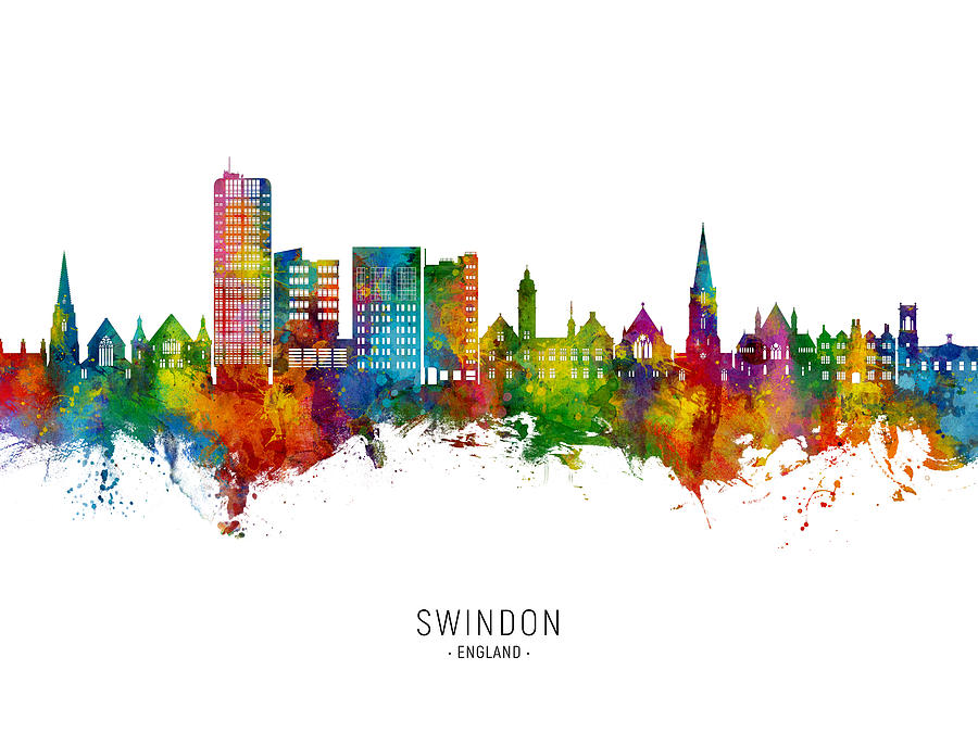 Swindon England Skyline #05 Digital Art by Michael Tompsett