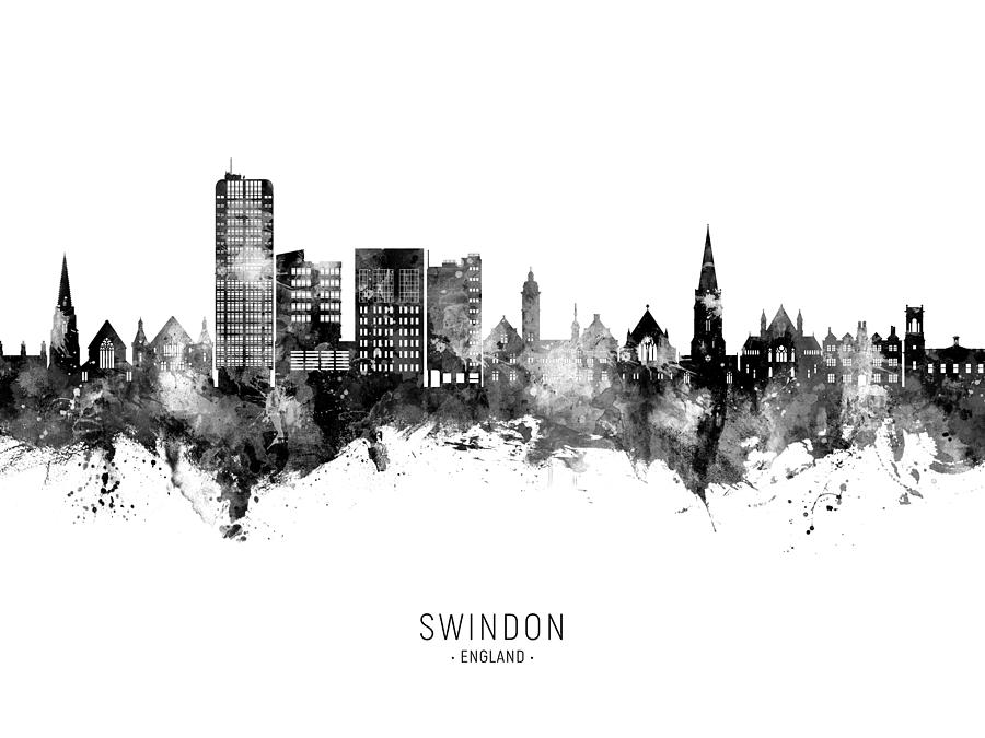 Swindon England Skyline #06 Digital Art by Michael Tompsett