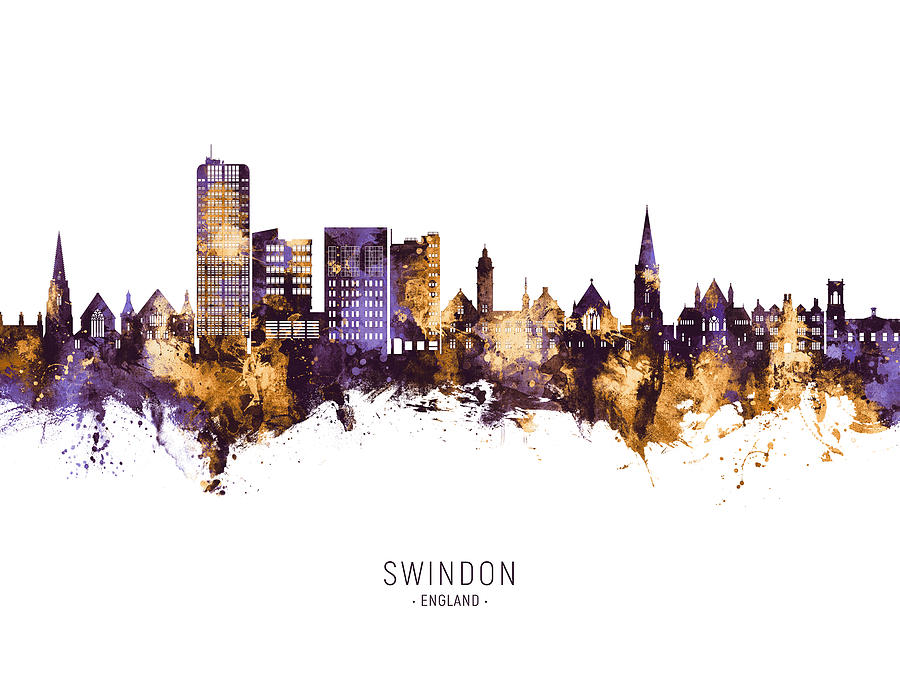 Swindon England Skyline #07 Digital Art by Michael Tompsett