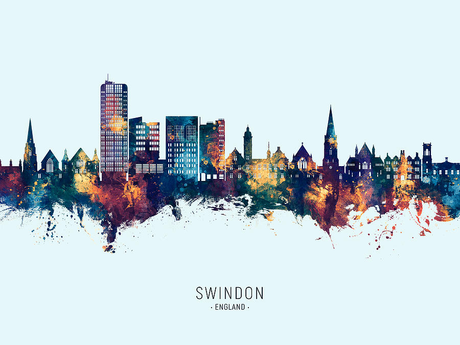 Swindon England Skyline #08 Digital Art by Michael Tompsett