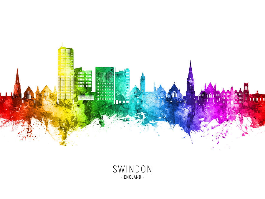 Swindon England Skyline #09 Digital Art by Michael Tompsett