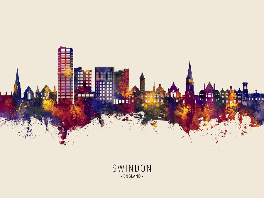 Swindon England Skyline #10 Digital Art by Michael Tompsett