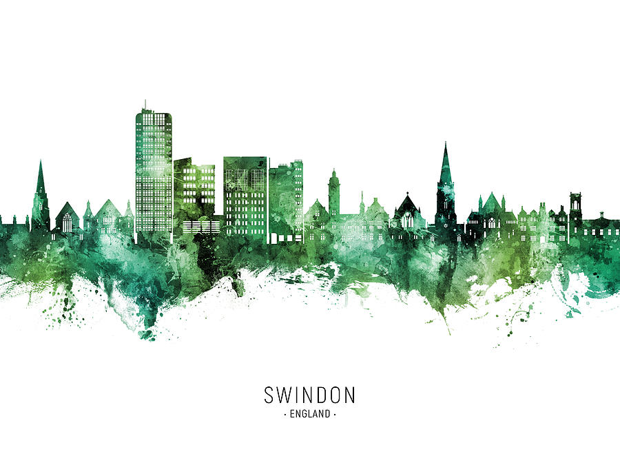 Swindon England Skyline #12 Digital Art by Michael Tompsett