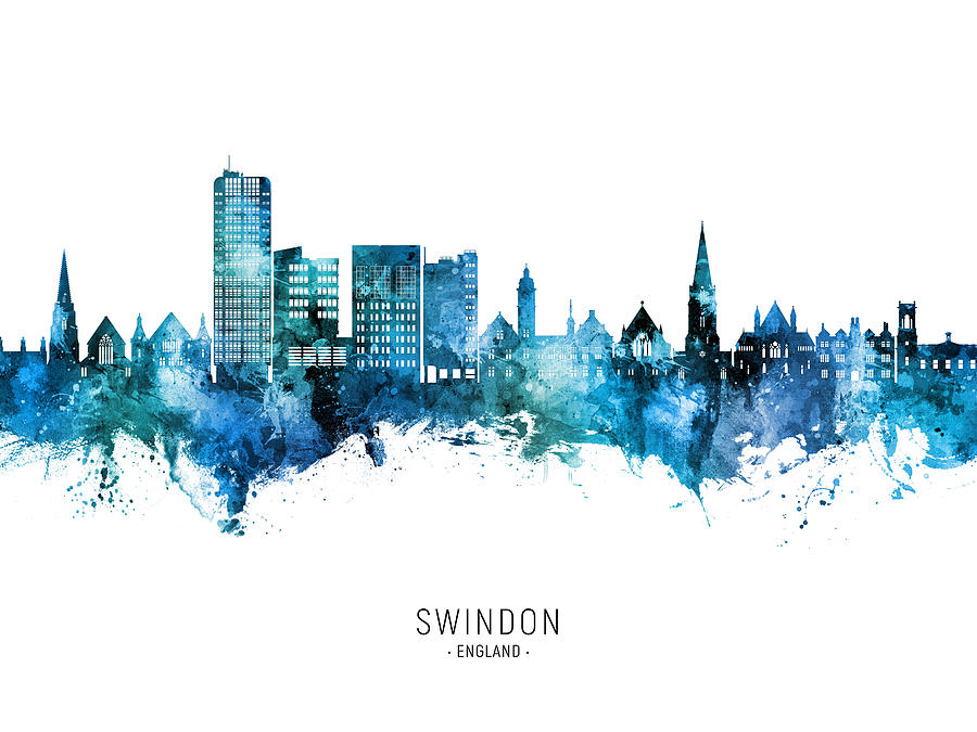 Swindon England Skyline #14 Digital Art by Michael Tompsett
