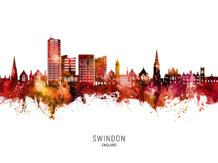 Swindon England Skyline #15 Digital Art by Michael Tompsett