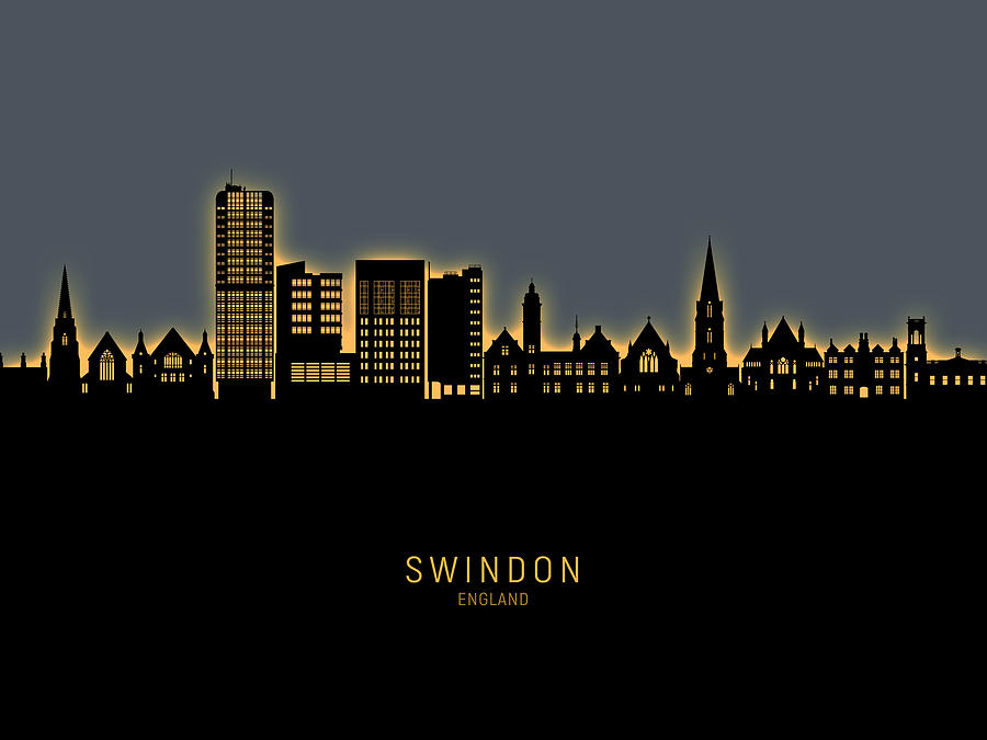 Swindon England Skyline #18 Digital Art by Michael Tompsett