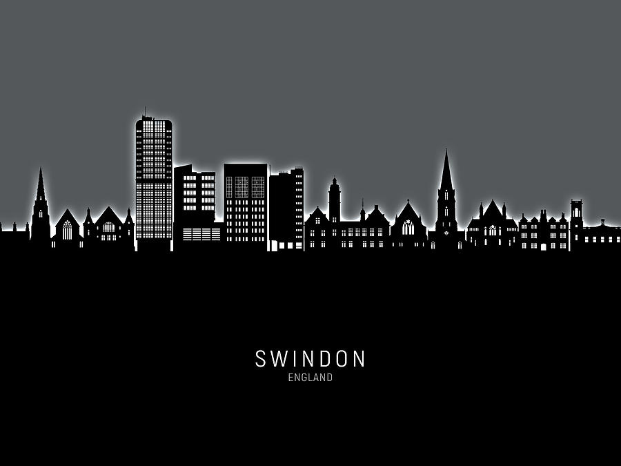 Swindon England Skyline #19 Digital Art by Michael Tompsett