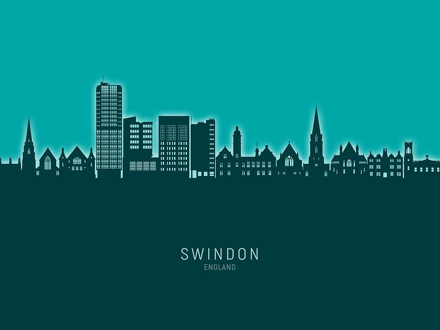 Swindon England Skyline #20 Digital Art by Michael Tompsett
