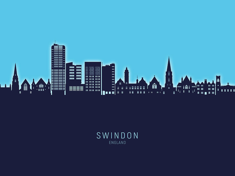 Swindon England Skyline #21 Digital Art by Michael Tompsett