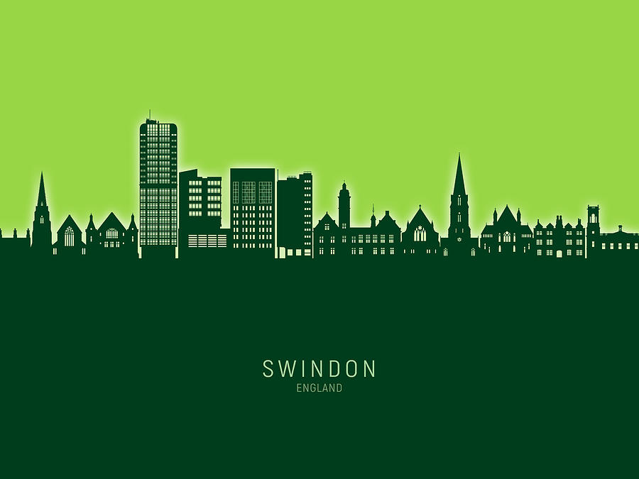 Swindon England Skyline #22 Digital Art by Michael Tompsett