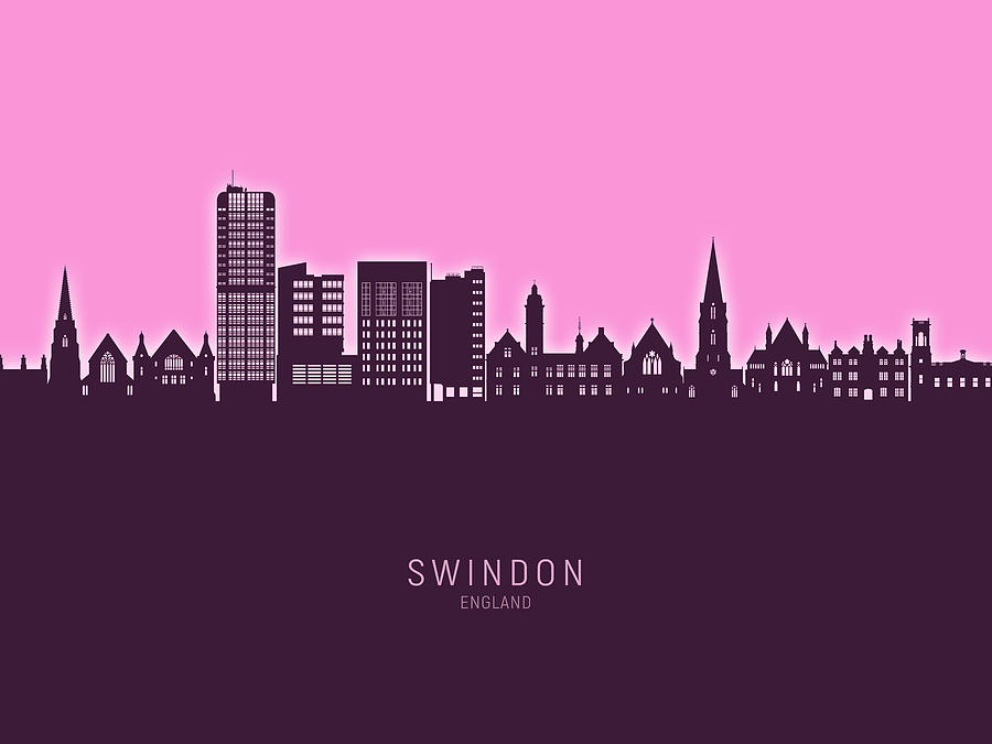 Swindon England Skyline #23 Digital Art by Michael Tompsett