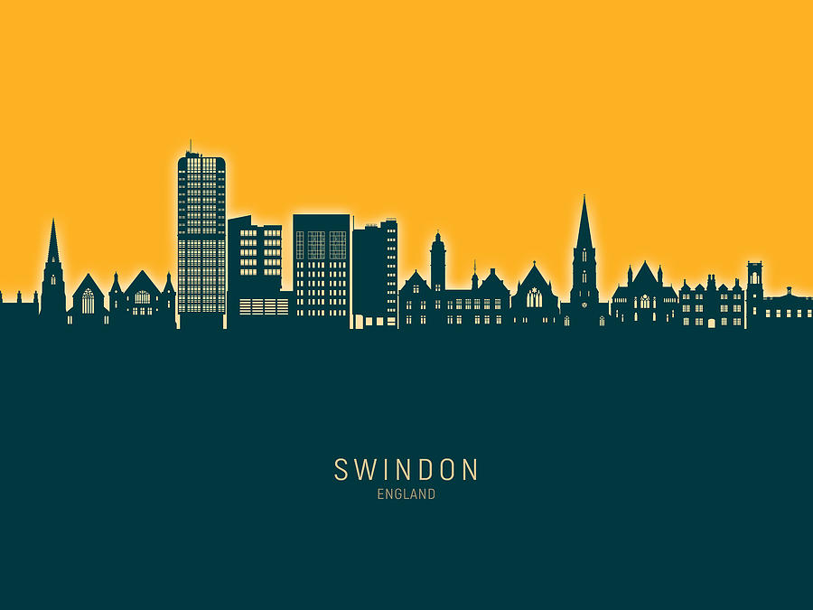 Swindon England Skyline #25 Digital Art by Michael Tompsett