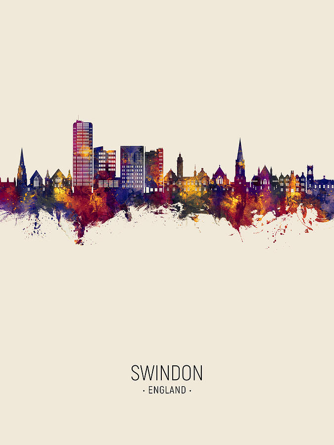 Swindon England Skyline #28 Digital Art by Michael Tompsett