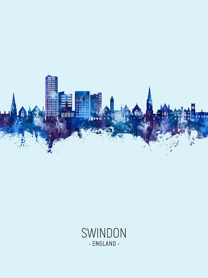 Swindon England Skyline #29 Digital Art by Michael Tompsett