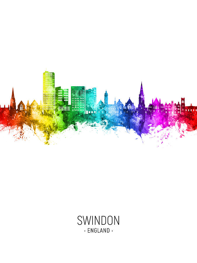 Swindon England Skyline #30 Digital Art by Michael Tompsett