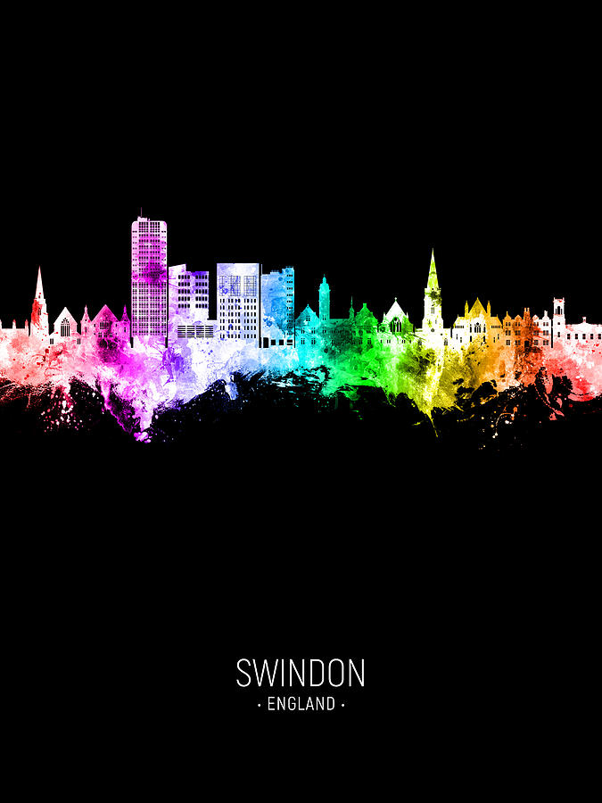 Swindon England Skyline #33 Digital Art by Michael Tompsett