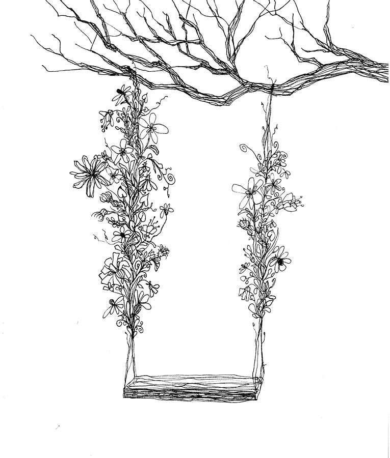 Vector Sketch Swing on old oak tree Stock Vector  Adobe Stock