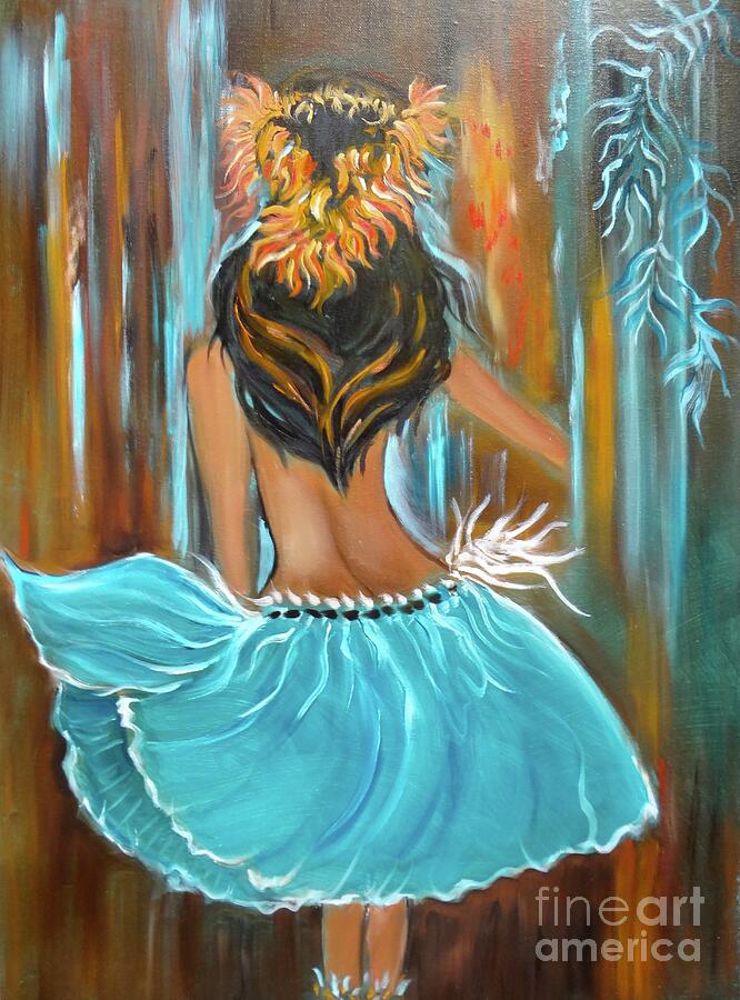 Swingin Hula Girl Painting by Jenny Lee