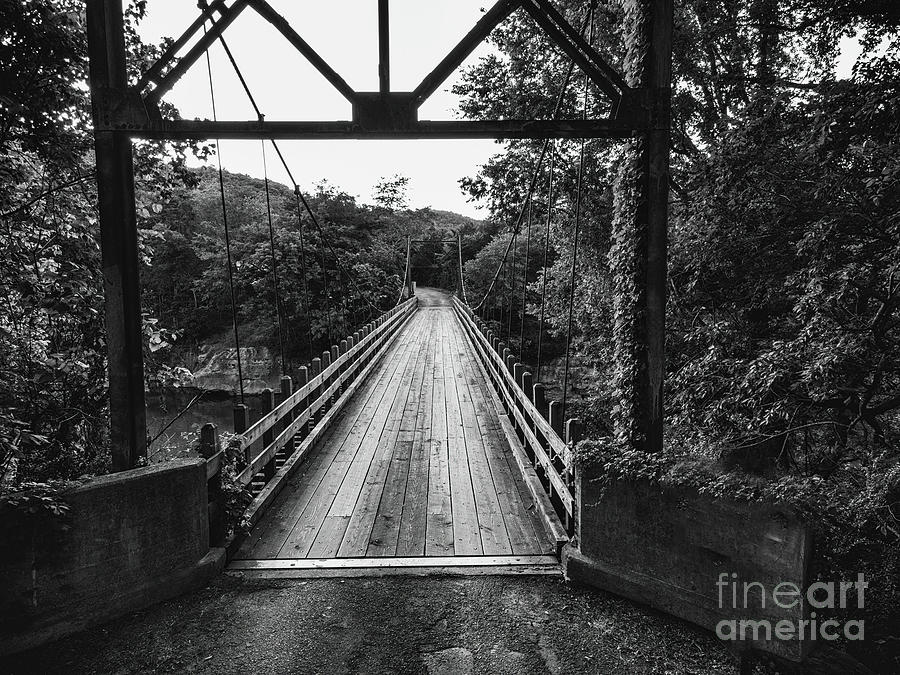 Swinging Bridge Over Sylamore Creek - BW Photograph by Scott Pellegrin ...