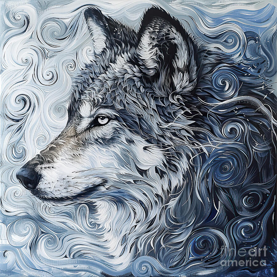 Swirl Wolf Digital Art by Elisabeth Lucas - Fine Art America