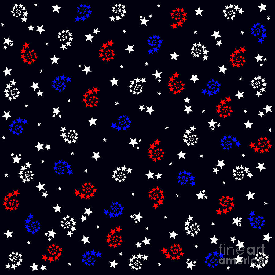 Swirling Fourth of July Stars - July 4th Digital Art by Colleen Cornelius