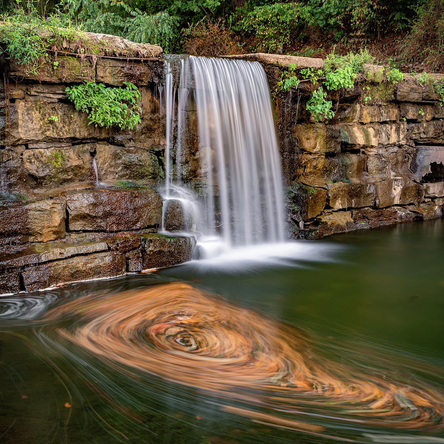 Swirling Leaves And Cascades Of Sager Creek Arkansas Photograph by Gregory Ballos