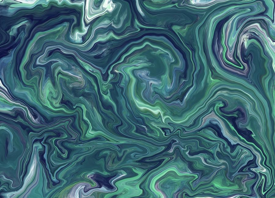 Swirls in blue greens Digital Art by Megan Walsh