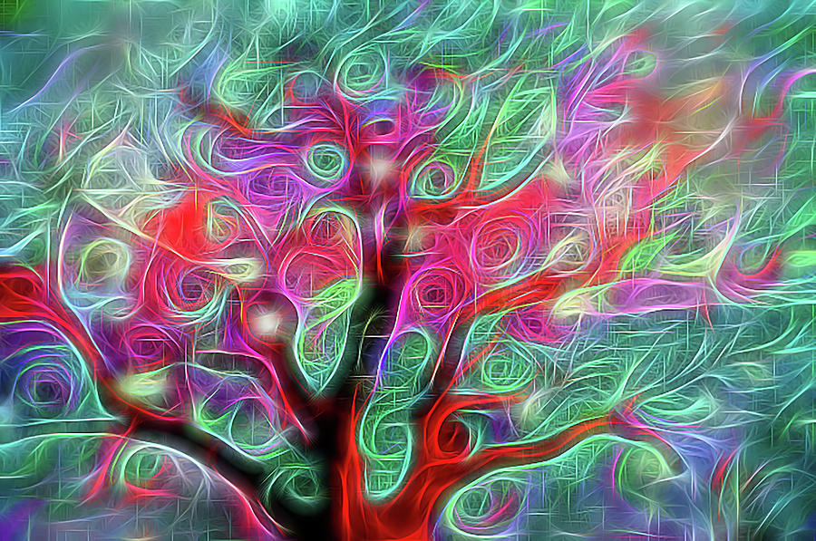 Swirly abstract trees 1225a Digital Art by Cathy Anderson