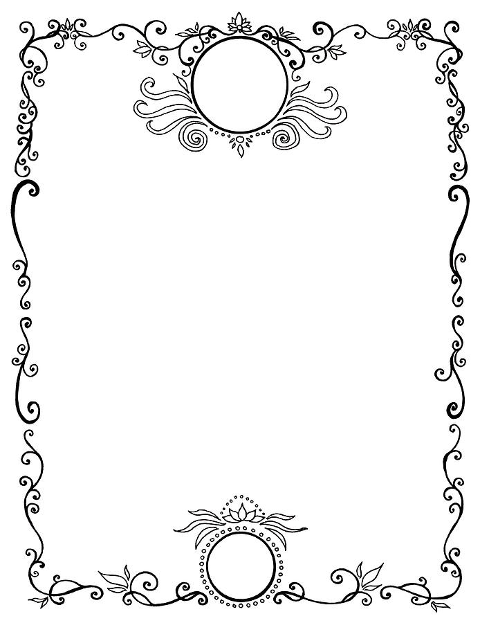 Swirly Border with Medallions  Drawing by Katherine Nutt