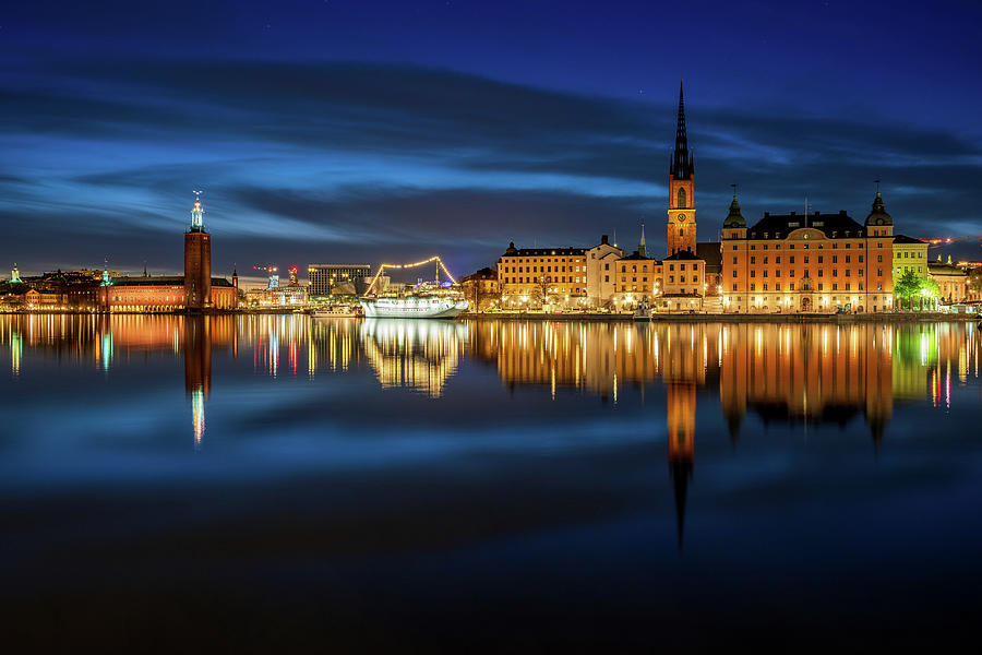 Stockholm Photograph - Swirly Stockholm City Hall and Riddarholmen reflection by Dejan Kostic Stockholm Photograph - Swirly Stockholm City Hall and Riddarholmen reflection by Dejan Kostic